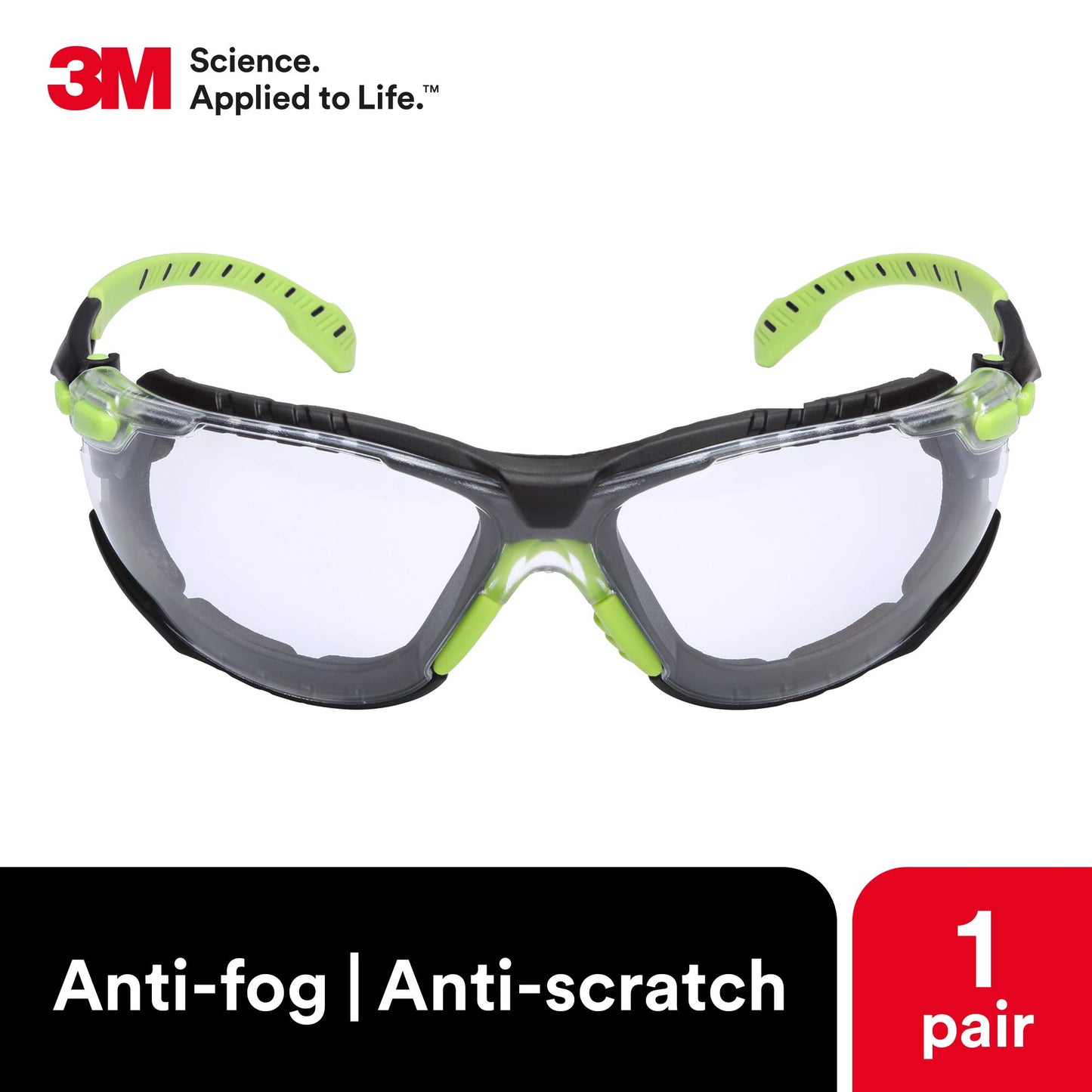 Lentes Protectores 3M Solus Verde Negro con Revestimiento Antivaho Scotchgard y Junta de Espuma