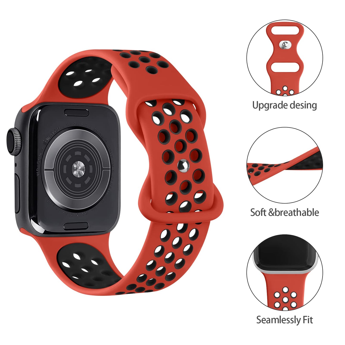 Bandas Deportivas de Silicona Suave Compatibles con Apple Watch iWatch Ultra SE Series en Negro para Hombre y Mujer