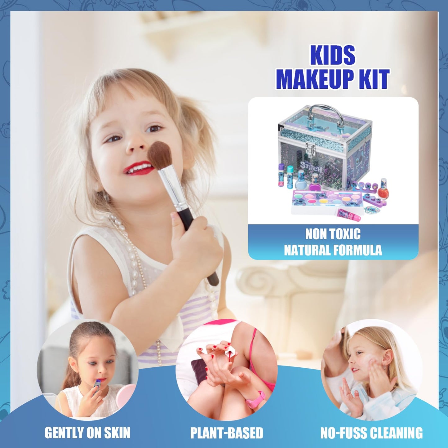 Stitch Set de Maquillaje para Niñas Gloss y Esmalte con Maletín de Belleza