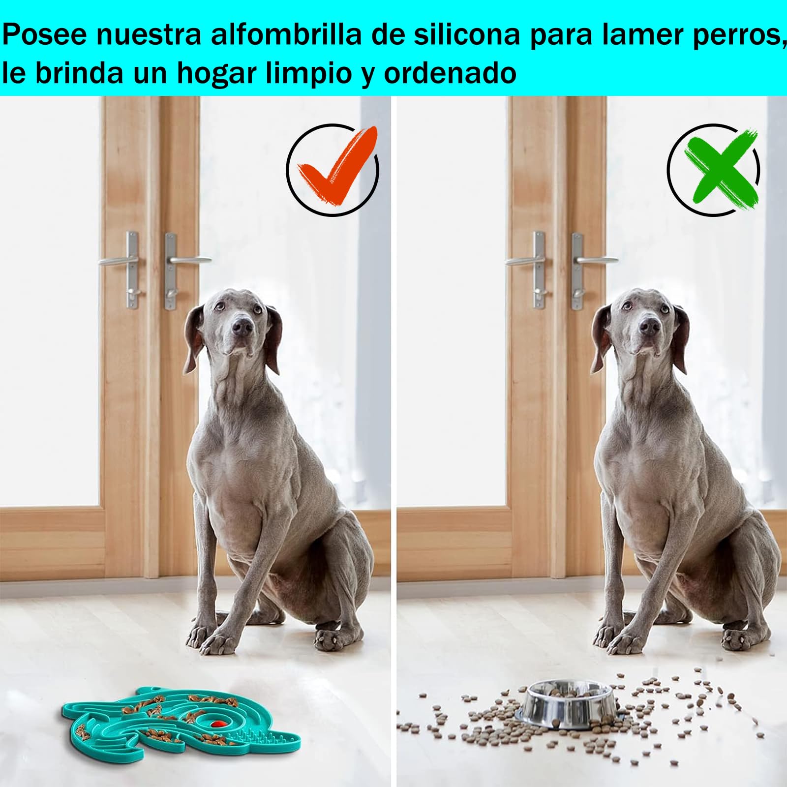 KIWOP Almohadilla para Lamer Perros, Pack de 2 Tapete para Lamer Perros, Tapete de Alimentación Lenta para Mascotas, Lick Mat para Perro, Tapete para Comida de Perro con Ventosas (Gris+Azul)