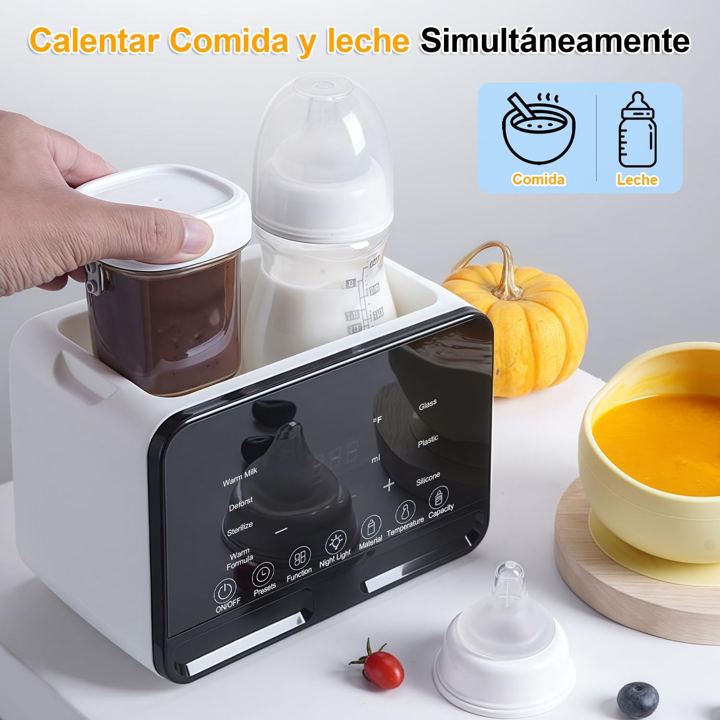Calentador de Biberones Multifuncional, 8 en 1 Esterilizador de Biberones