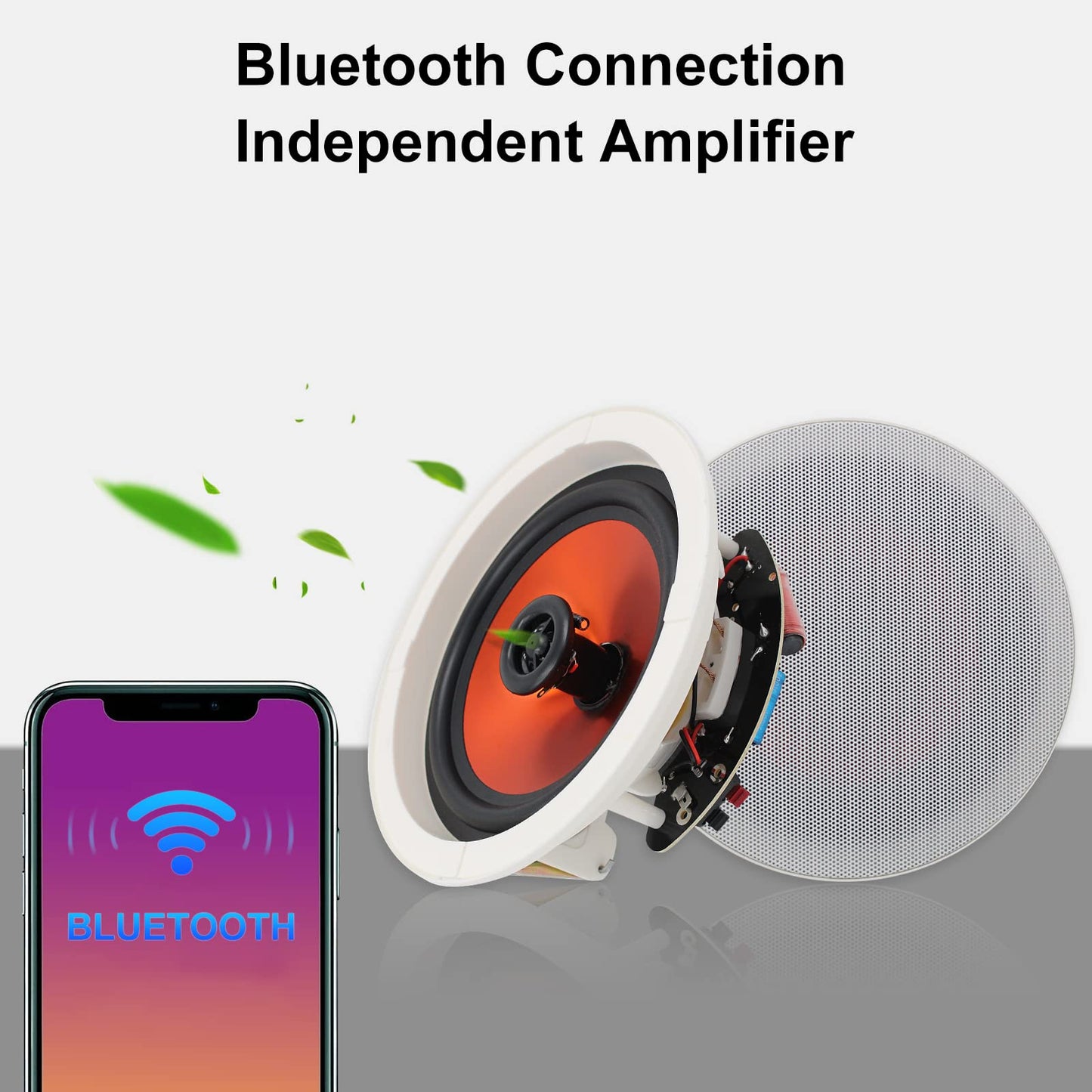 Herdio Altavoces Compatibile con Bluetooth universales de 2 vías para Montaje Empotrado en Pared en Techo de 6.5 Pulgadas, Potencia máxima de 300 vatios, diámetro de Corte de 7.6 Pulgadas (un par)