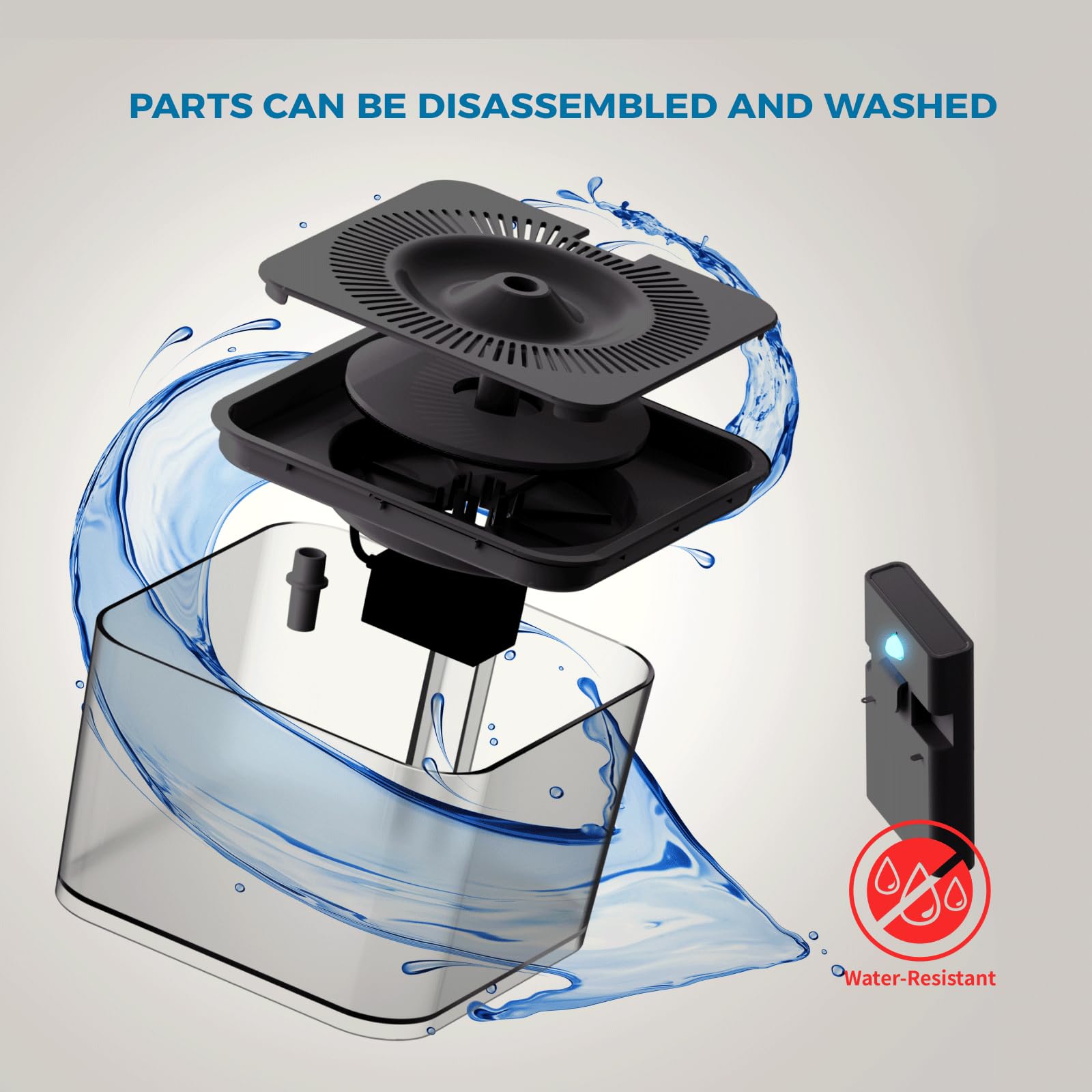 Fuente de Agua Inalámbrica PAPIFEED Blanca con Sensor de Movimiento para Mascotas