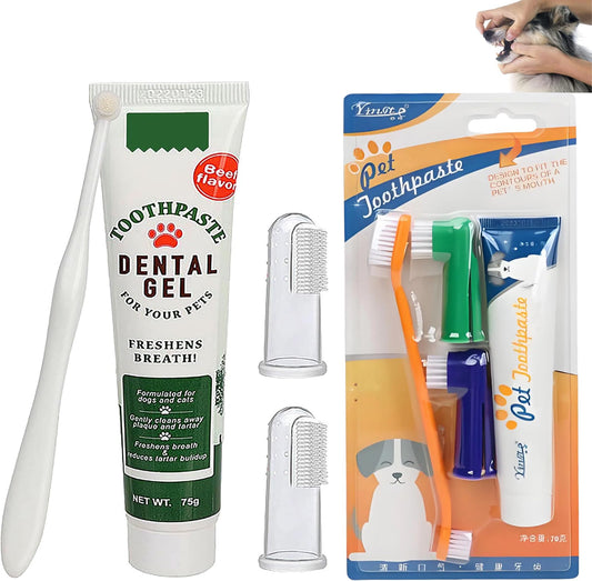 Kit Limpieza Dental 8PCS Cepillo Dientes para Perros Sabor Carne Res para Mascotas