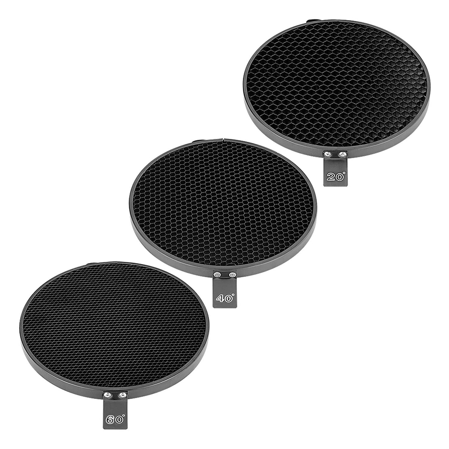 NEEWER Reflector Estándar 7 Pulgadas/18 Centímetros Difusor Suave con Rejilla en Forma Panal 20/40/60 Grados para Luz Estroboscópica Flash de Estudio de Bowens Montura Monoluz