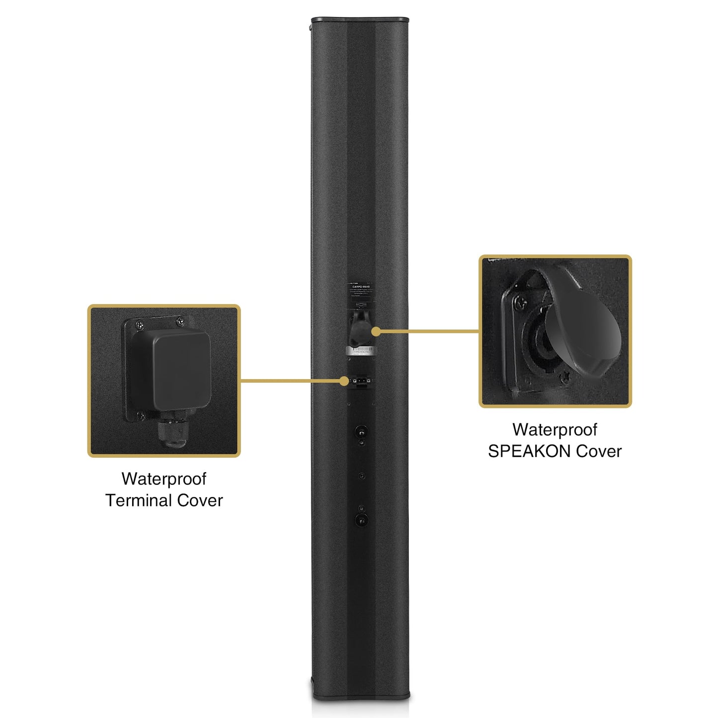 Sound Town - Altavoz de aluminio compacto resistente a la intemperie, con soporte de montaje en pared, 6 x 3 woofers, 4 x 1.2 cúpula tweeters, negro, para instalación en interiores y exteriores