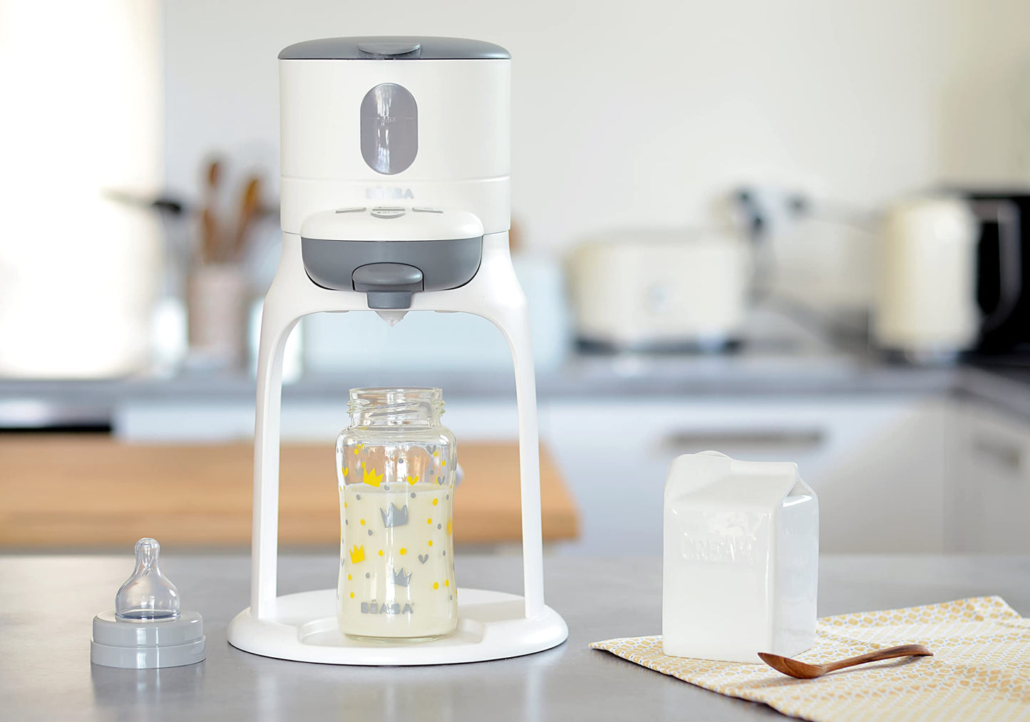 BEABA Bib'Expresso Calentador de agua rápido, Prepara biberón para fórmula en 30 segundos, Dispensador de agua de calentamiento rápido para biberón, biberón y calentador de alimentos para bebés, Calentador de leche de fórmula, Calentador de biberones, Nub