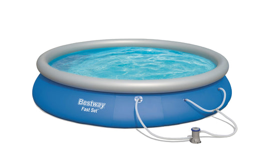 Alberca Inflable Red Azul Fast Set Con Bomba Y Filtro, Medidas 4.57Mx84Cm (15'X33"), Capacidad 9,677 Lts