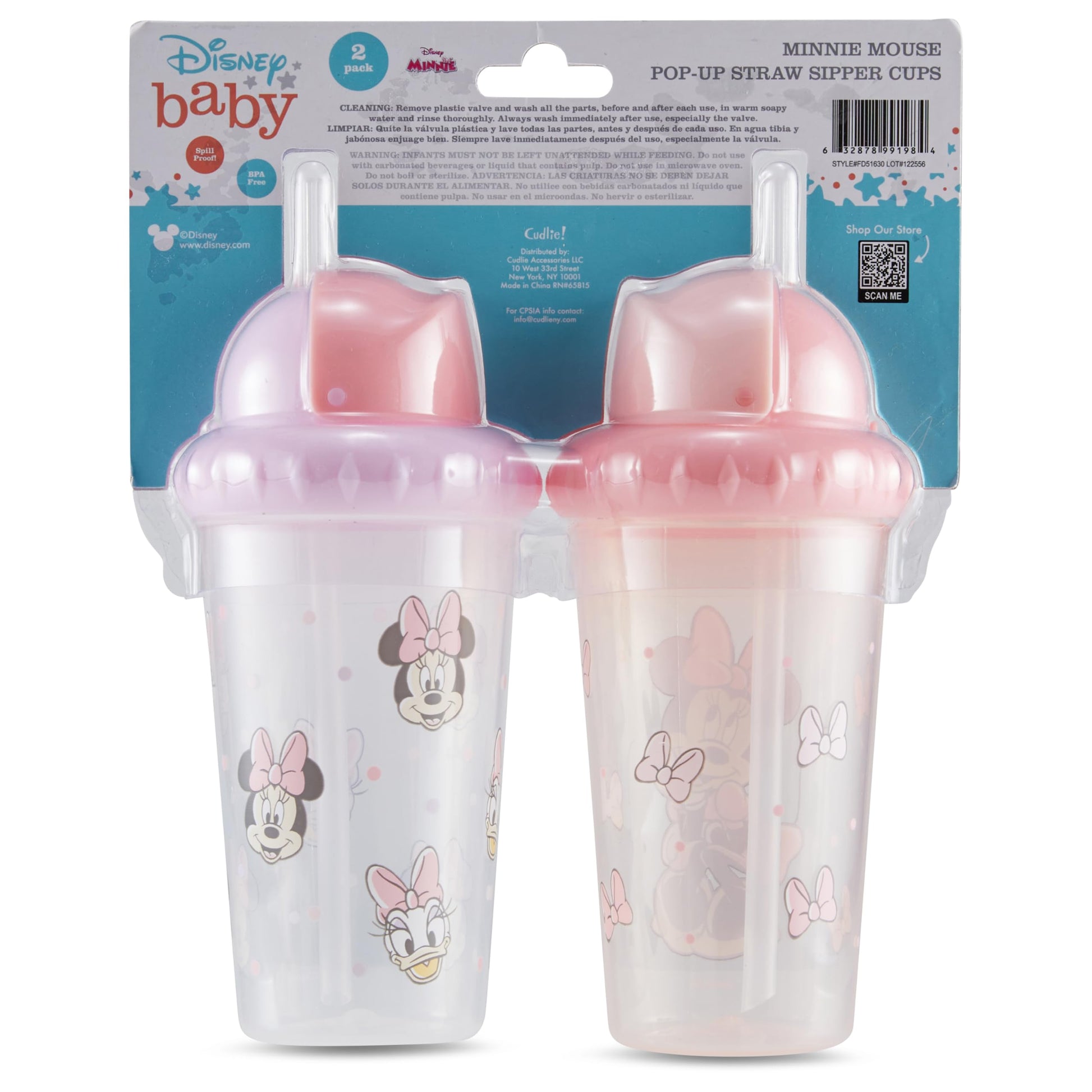 Disney - Vasos para sorbos para niños y niñas, paquete de dos tazas para sorber de 10 onzas, con popote y tapa, botella de agua de viaje duradera a prueba de fugas para niños pequeños