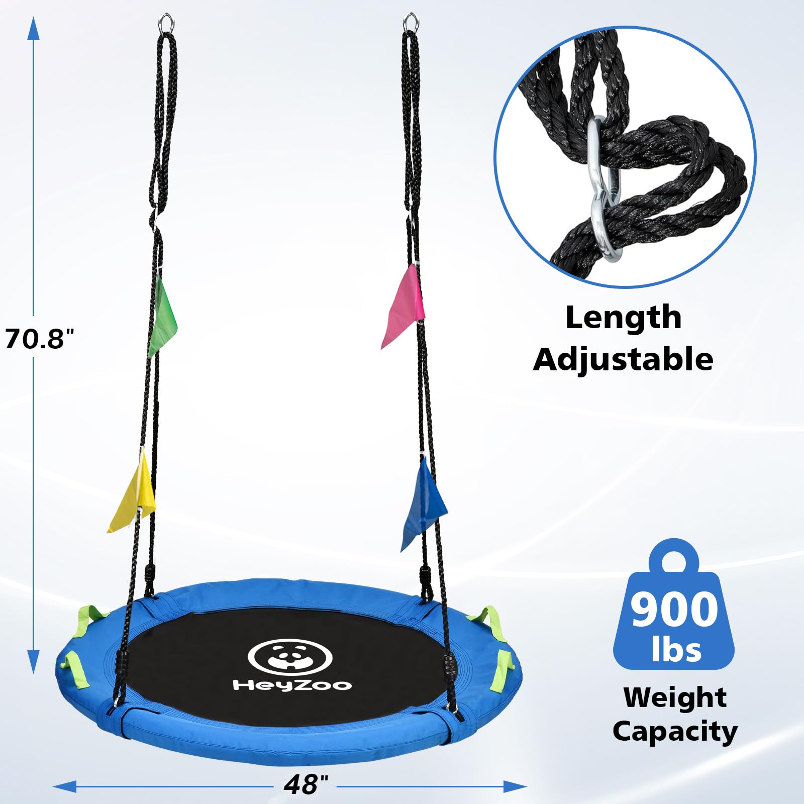 HeyZoo - Columpio de árbol de 48 pulgadas, platillo más grande para toda la familia, capacidad de peso de 900 libras, con correas ajustables para colgar, juegos de columpio para patio de juegos al