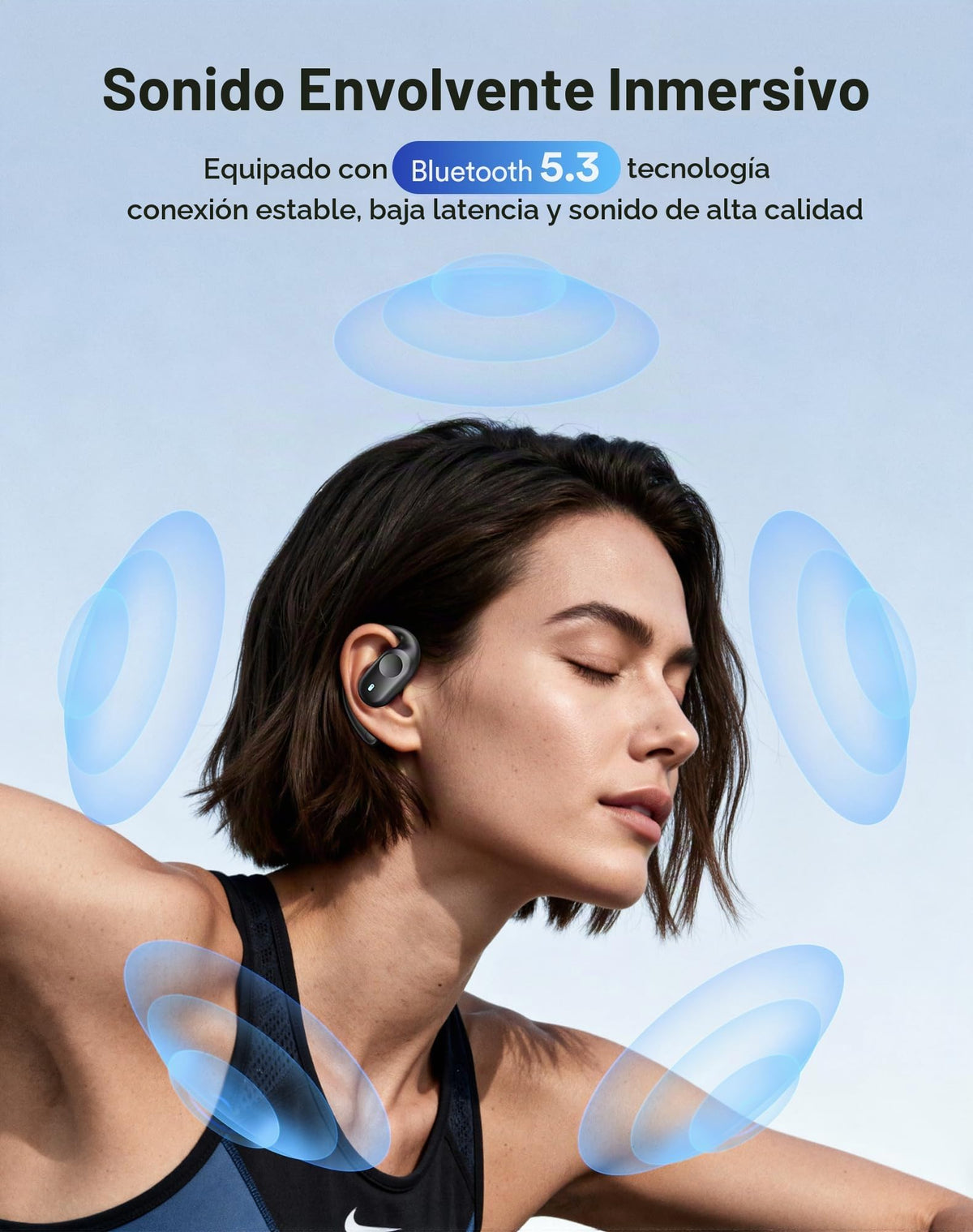 Auriculares Deportivos Eigsupia Abiertos Bluetooth 5.3 con Visualización Digital para Ciclismo