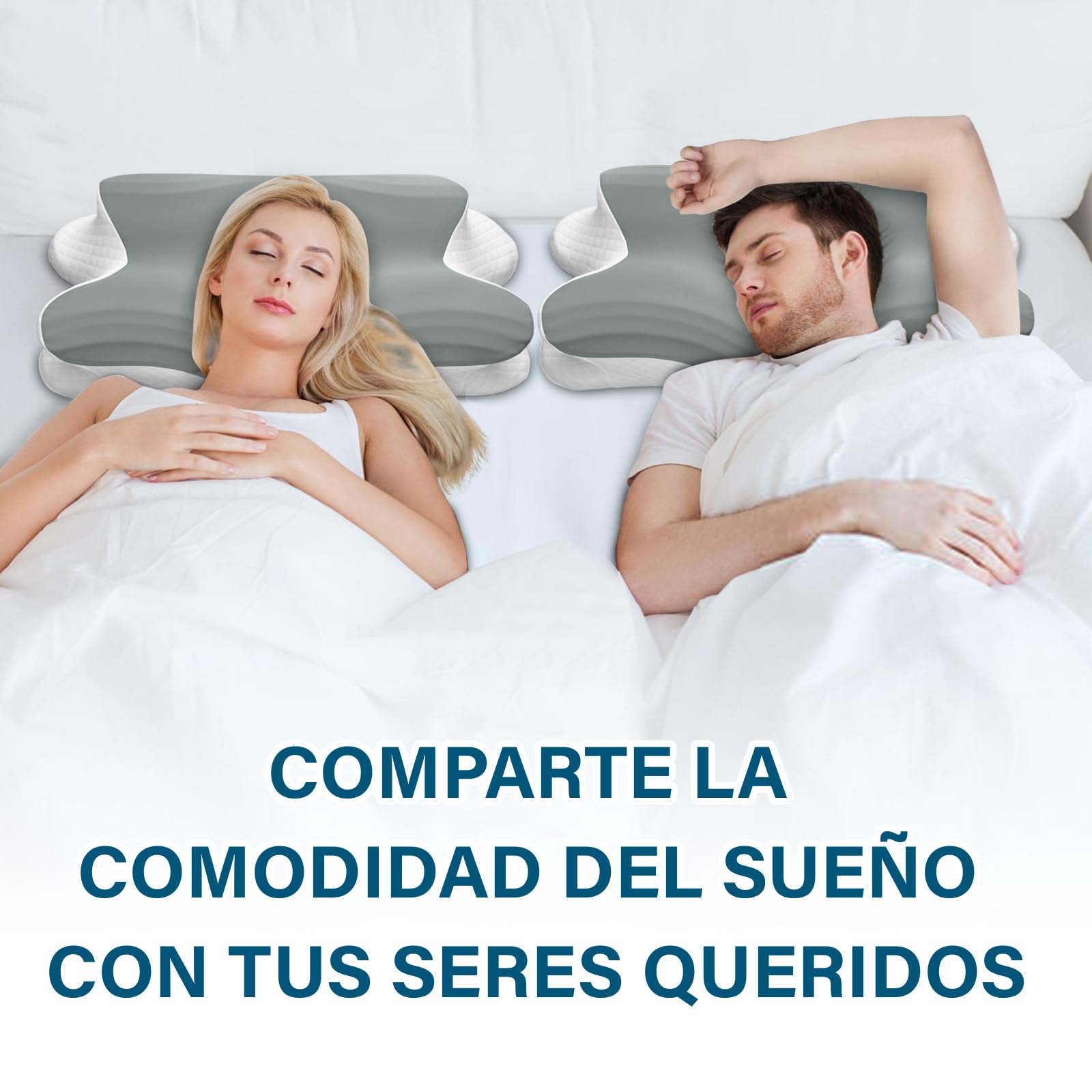KIROGILY Almohada Cervical, Almohada Memory Foam para Aliviar el Dolor de Cuello, Almohada Ortopédica para Quienes Duermen de Lado, Boca Arriba y Boca Abajo, con Funda de Almohada (Gris)