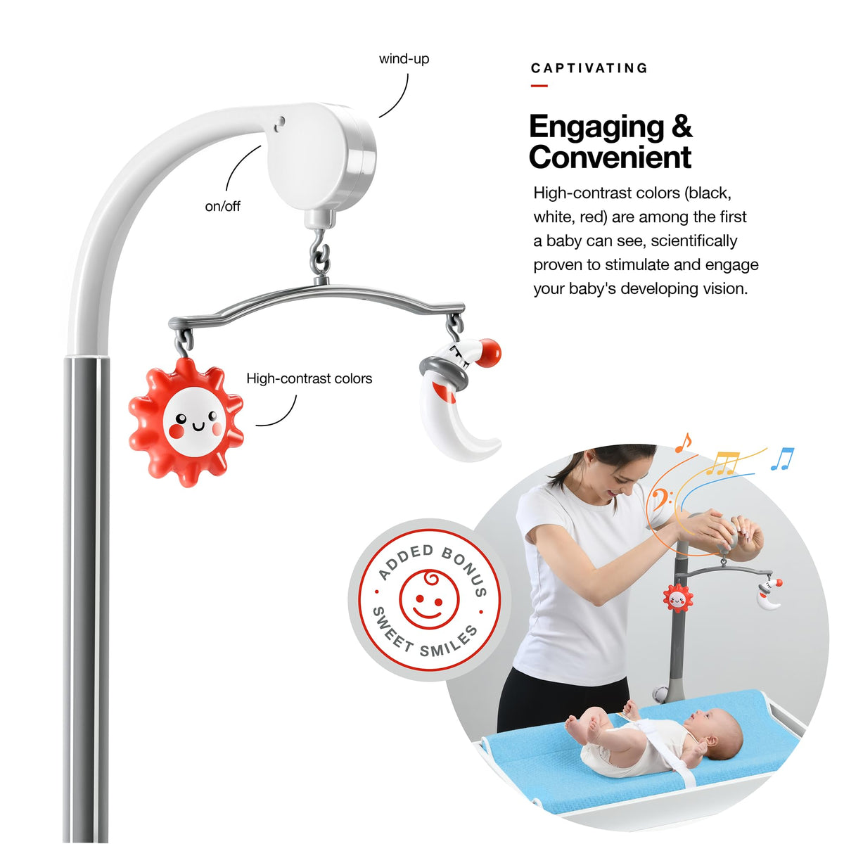 Cambiador – Cambiador de espuma contorneado para bebé para cambiador, cambiador de pañales impermeable, incluye funda antideslizante, suave, extraíble y lavable, barra de juguete portátil con modo