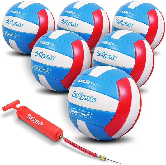 GoSports - Voleibol recreativo Suave al Tacto, tamaño regulatorio para Jugar en Interiores o Exteriores, Incluye Bomba de Bola (Paquete de 6)