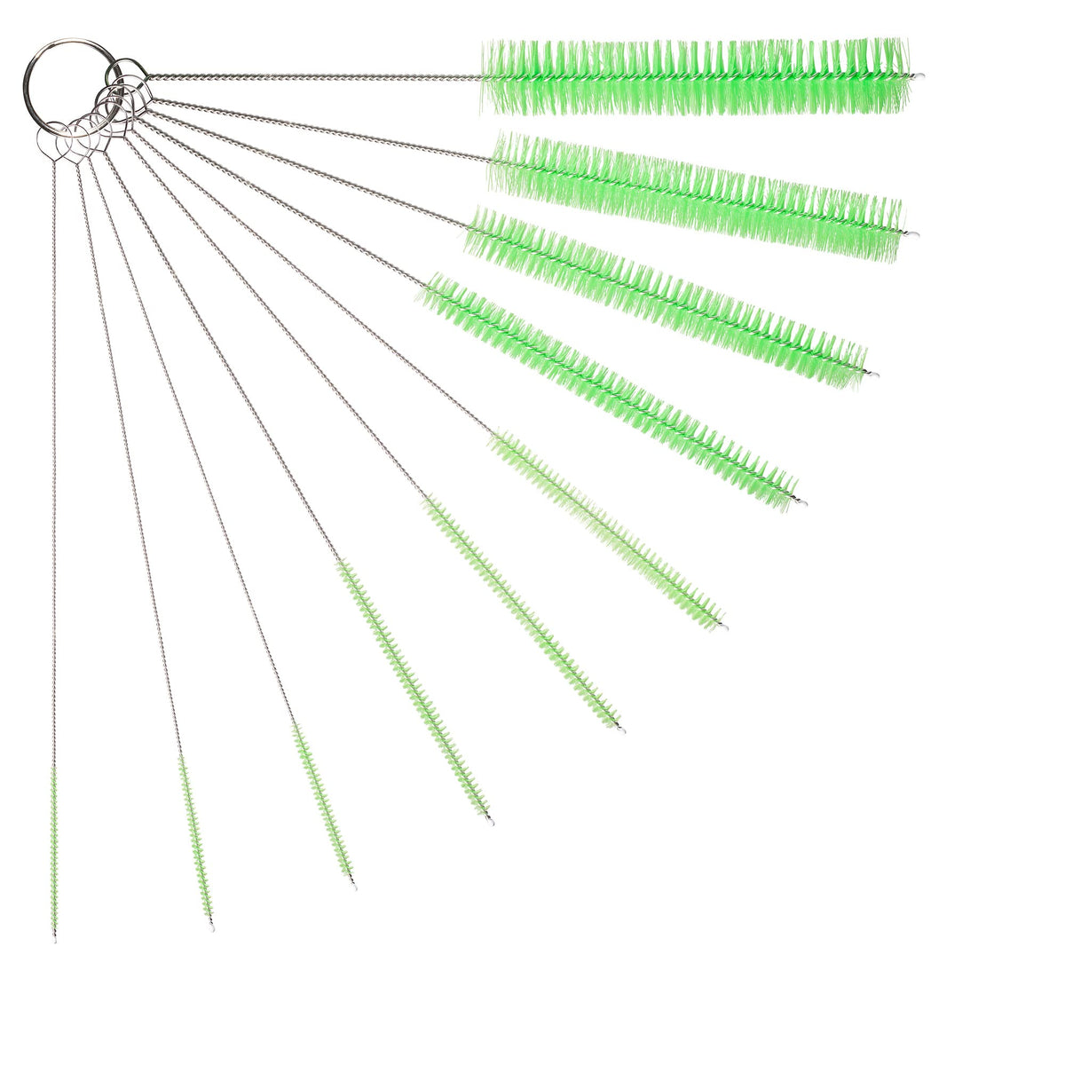 The Scoopie - Juego de cepillos de limpieza de tubo de laboratorio de 10 pulgadas (kit maestro de 10 unidades) – Mangos flexibles de acero inoxidable y cerdas de nailon de varios tamaños para tubos de