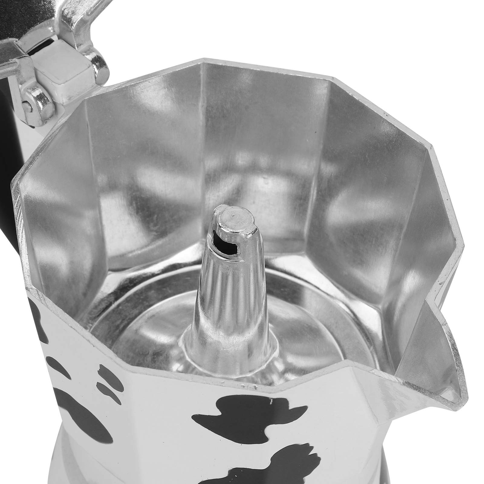 Cafetera de Aluminio, Cafetera, Col Rafe de Vaca Lechera, Cafetera Segura y Cómoda de Usar para Cafetería Casera (3 Tazas de Vaca (3 tazas de color vaca 150ML)
