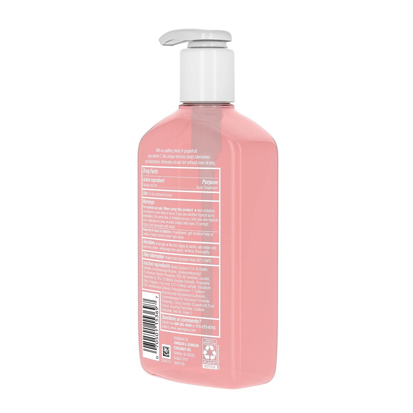 Neutrogena Limpiador Facial de Pomelo Rosa sin Aceite con Ácido Salicílico y Vitamina C | 269 ml