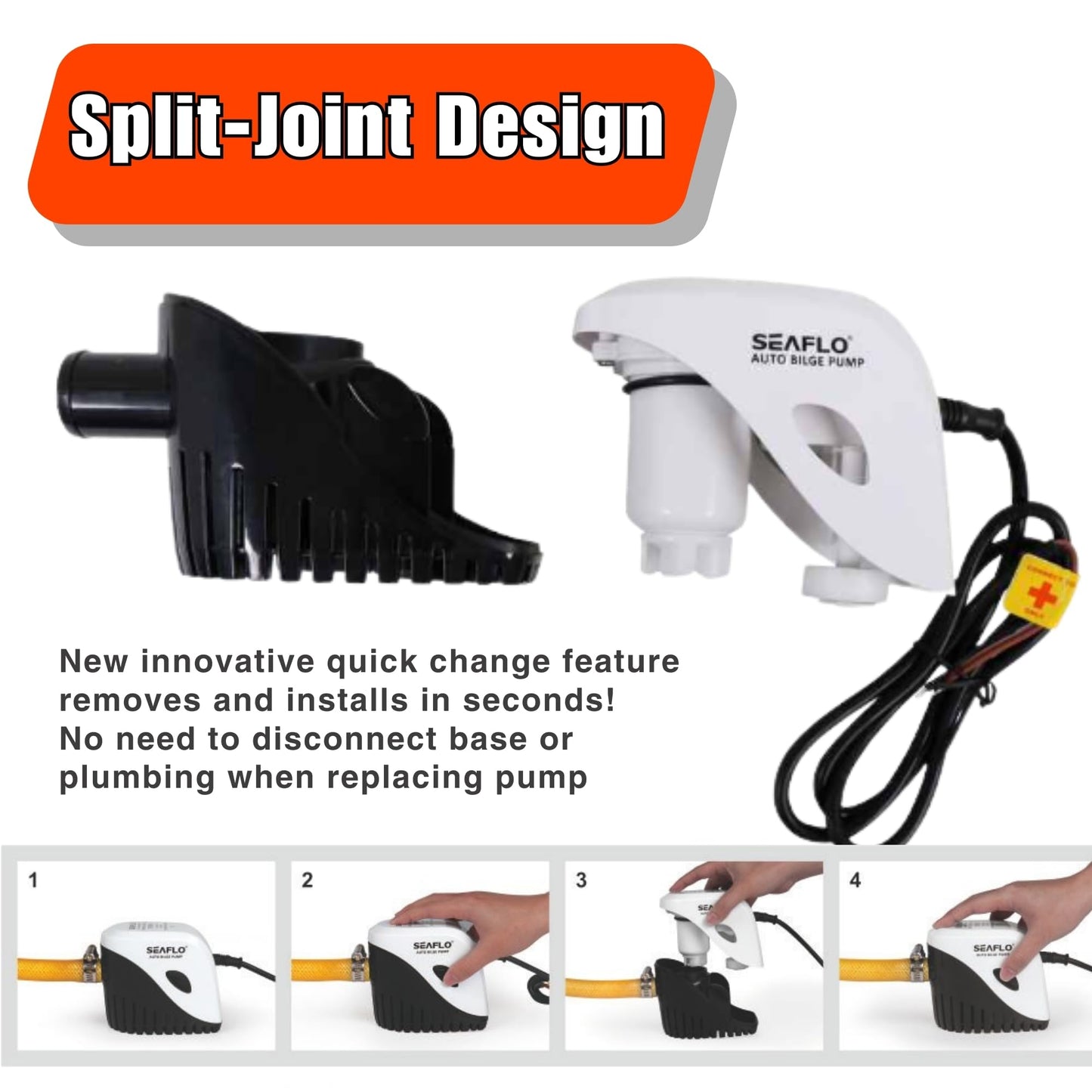 12v Automatic Submersible Boat Bilge Water Pump 12v 750gph Auto with Float Switch by Seaflo