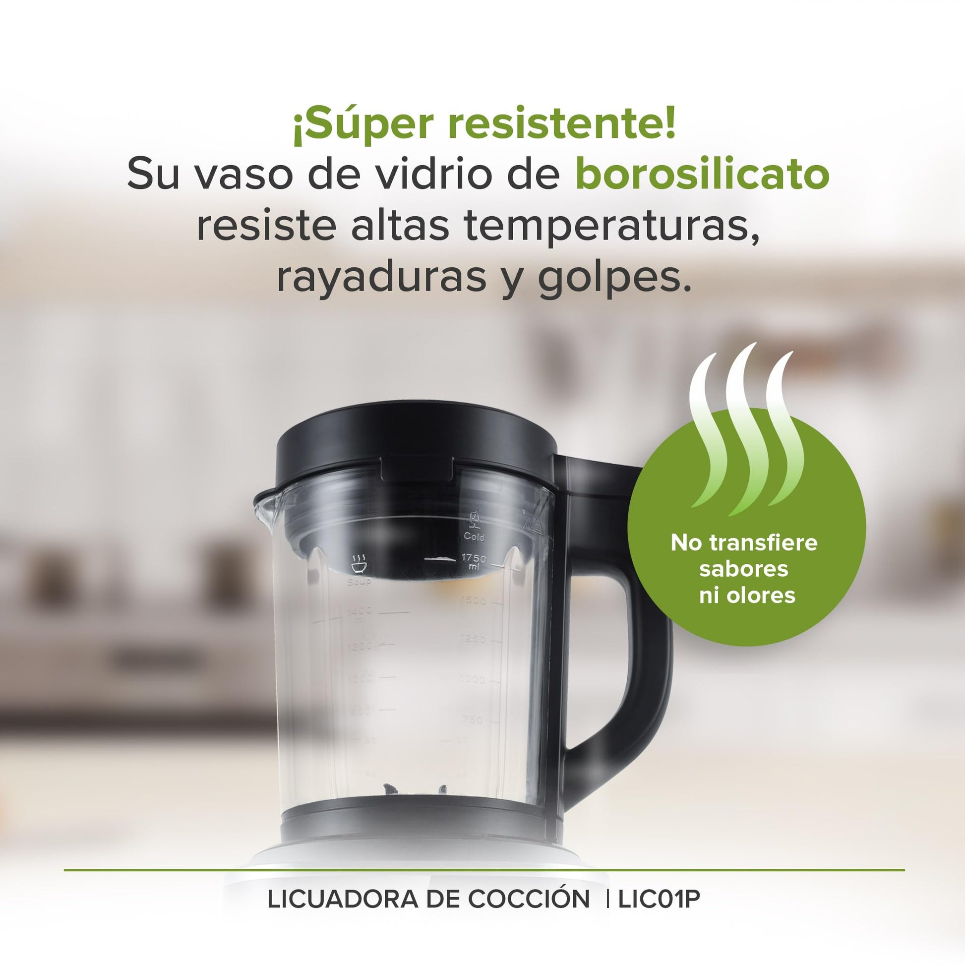 AVERA Licuadora profesional digital 4 en 1 con vaso de vidrio borosilicato de 1.7 L Resistente a 450°C, 1200 W, 10 Velocidades y 12 Funciones | LIC01P