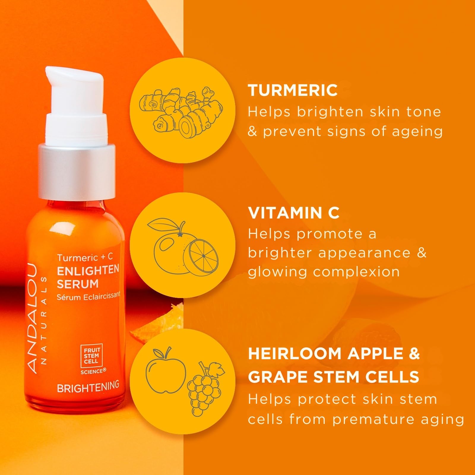 Serum Andalou Naturals Turmeric + Vitamina C - Iluminador y Anti-Edad - 1.1 oz