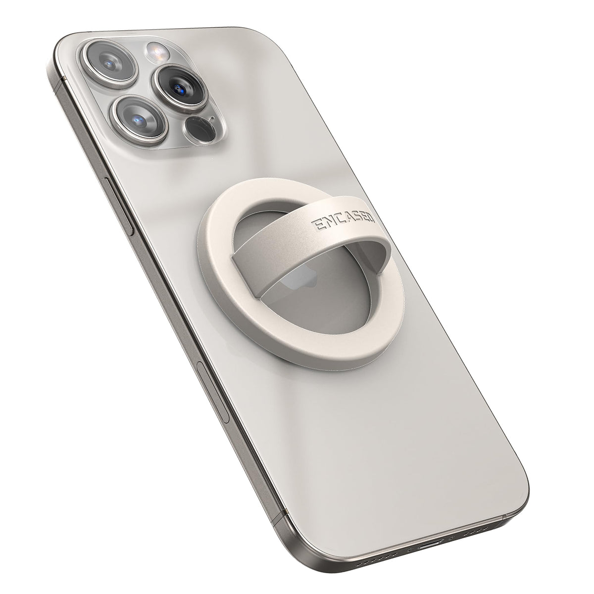 Soporte Magnético con Anillo de Silicona para Teléfono iPhone Marfil Diseño Delgado Compatible con MagSafe