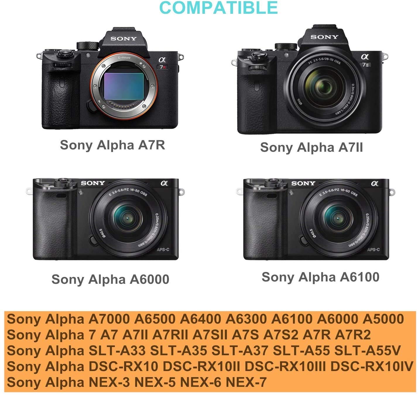 Tengdaxing AC-PW20 - Adaptador de corriente continua NP-FW50 - Batería simulada para Sony Alpha ZV-E10, A5000, A5100, A6000, A6100, A6300, A6400, A6500, A7, A7 II, A7R, A7R II, A7S, A7S, A7S XX100