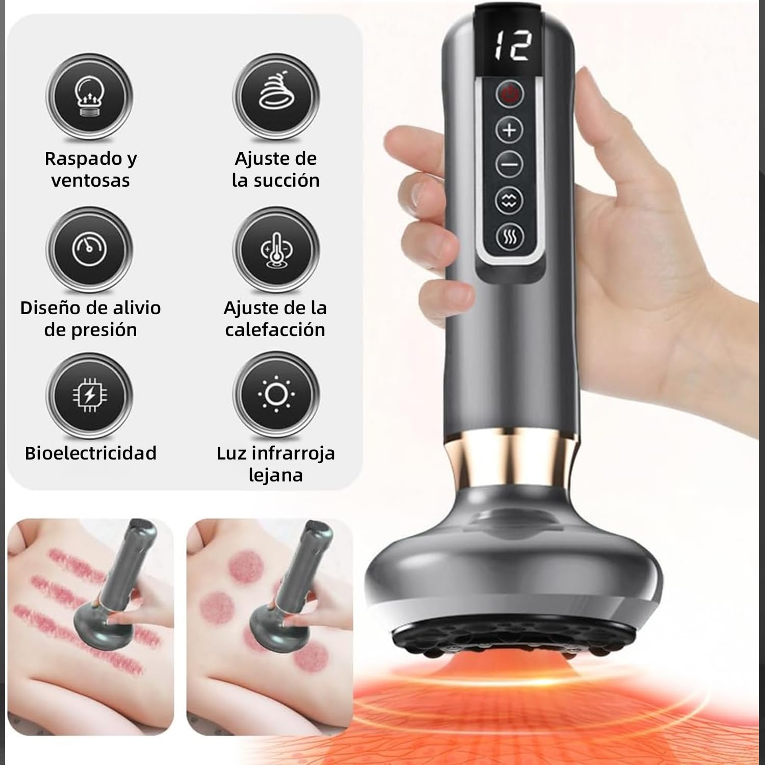 Masajeador anticelulitico,Bluile Cellulite Massager,Varially Anti Cellulite Massager,12 Niveles Removedoras De Grasa EléCtrica Con,for Cintura, Brazos Y Piernas (Gris)