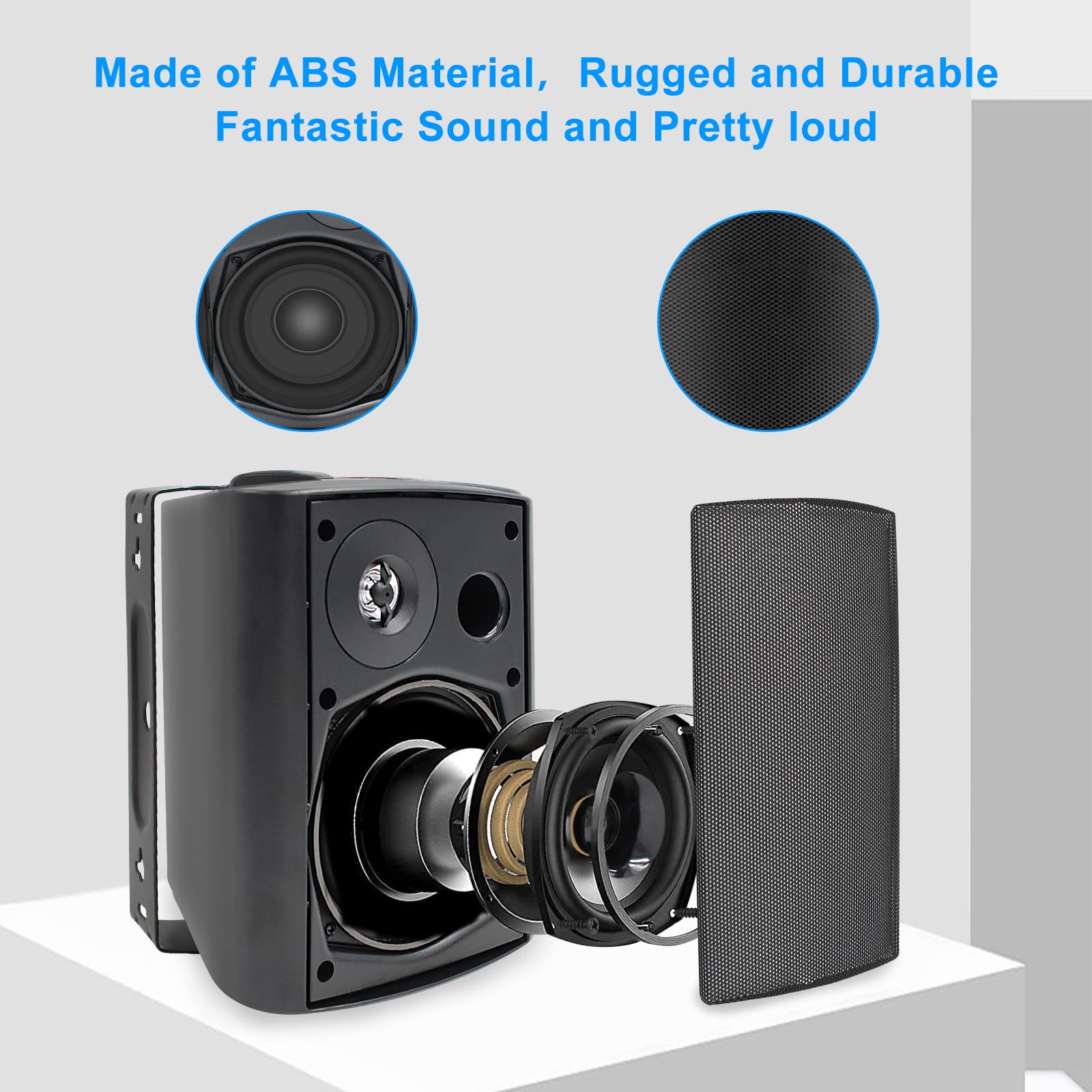 Herdio Bocinas para Exterior,5.25 Pulgadas, 600W Altavoces para Exteriores, Resistente al Agua, Adecuado para el hogar, Patio, Terraza,Patio Trasero (4 Altavoces,Negros)