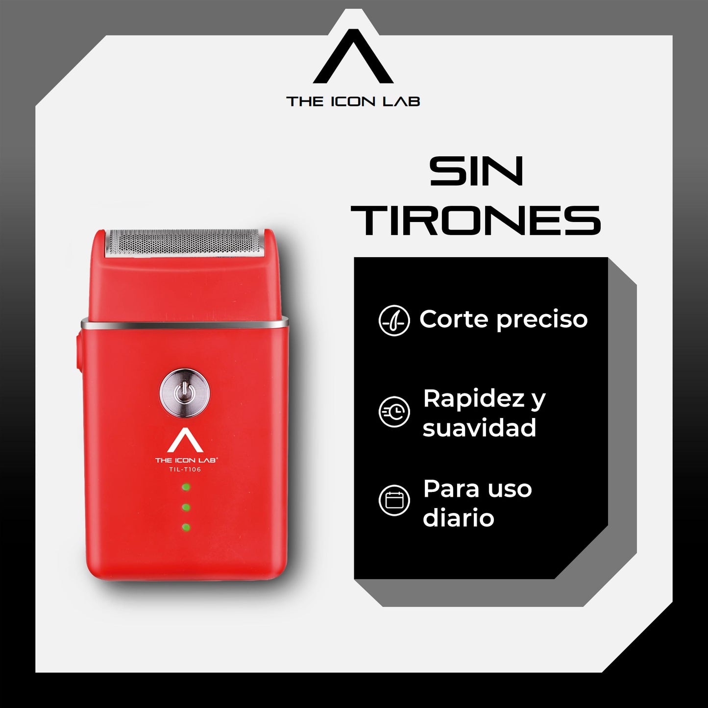 THE ICON LAB | Afeitadora Eléctrica Inalámbrica | Motor 6800 RPM | 60 Min de Uso | Navajas de Acero de Titanio | Resistente al Agua | Carga USB | Indicador LED | Máquina para Cortar Cabello