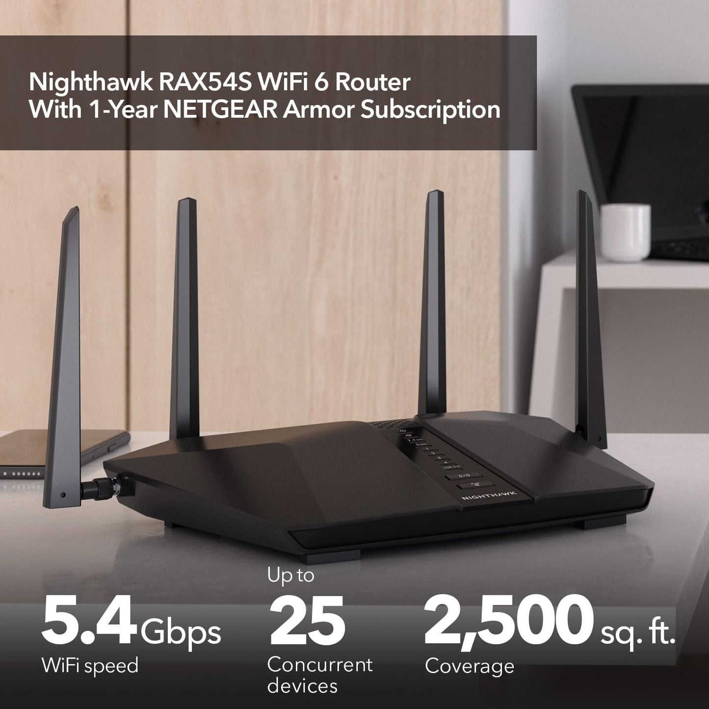 Router WiFi 6 Dual-Band NETGEAR Nighthawk Velocidad AX5400 Seguridad Avanzada