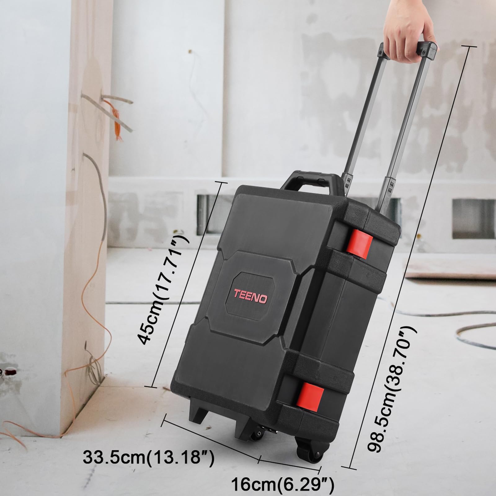 Juego de Herramientas TEENO Negro con Maleta sobre Ruedas para Uso Doméstico