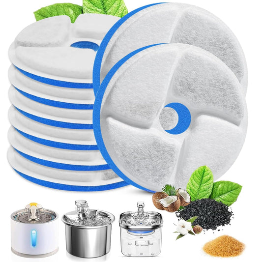 Filtros para Fuente de Gatos Rispetit Blanca con Resina y Carbón Activo, Triple Filtración 8 Piezas para Mascotas