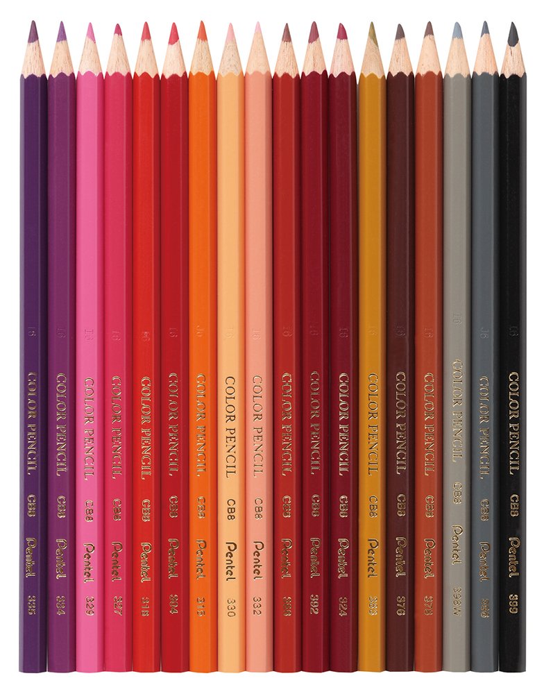 Pentel Arts Lápices de Colores, de Madera, Resistentes, Estuche con 36 Piezas, CB8-36-EST