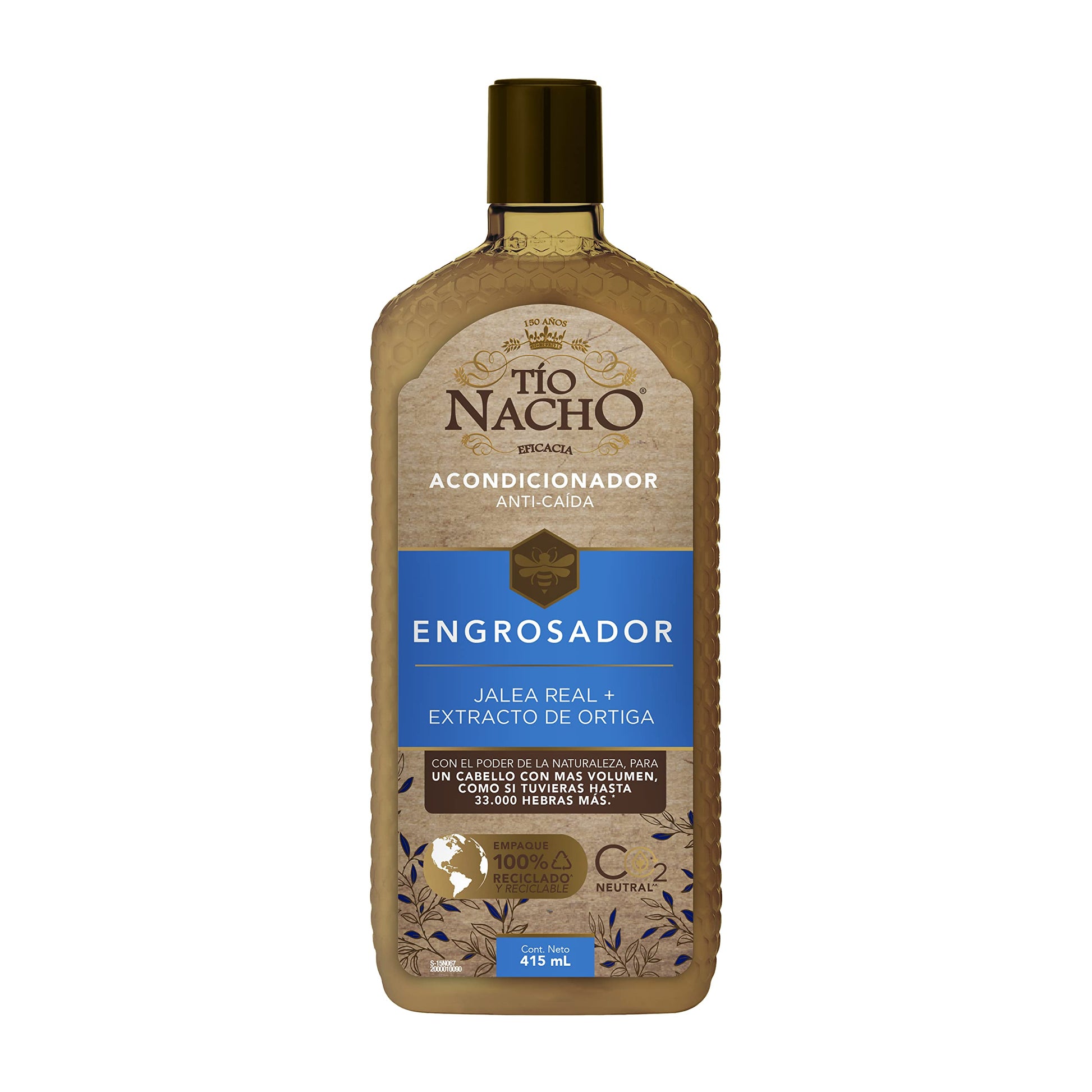 Tío Nacho ENGROSADOR, Shampoo JALEA REAL con extracto de ORTIGA, GINSENG, QUINOA, ALOE VERA y LÚPULO + Tío Nacho ENGROSADOR, Acondicionador JALEA REAL 415 ml