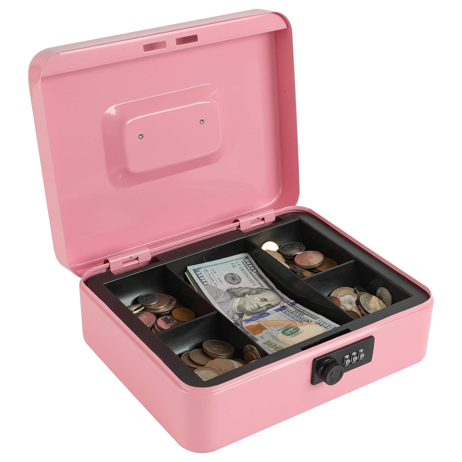 Caja Fuerte de Acero Xydled Rosa con Cerradura de Combinación y Bandeja Extraíble para Monedas