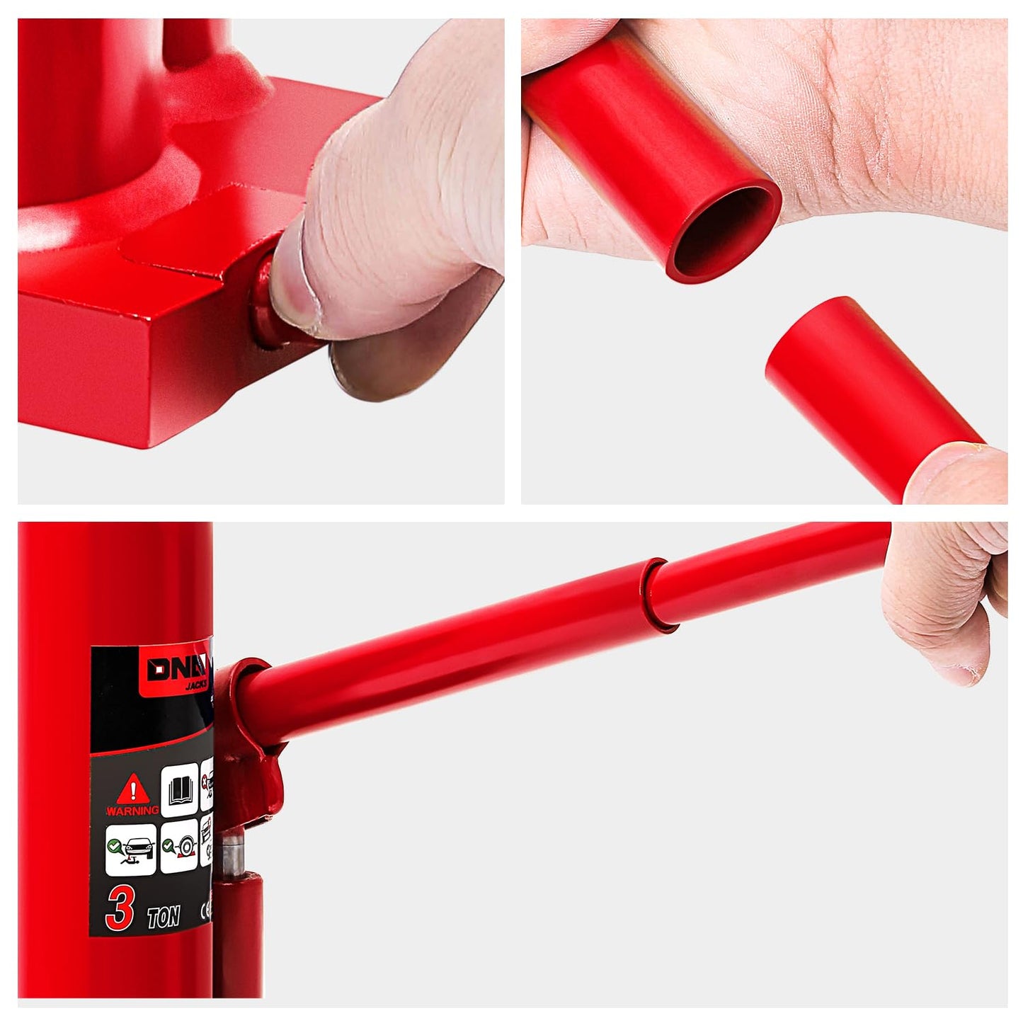 DNA MOTORING - Gato hidráulico Soldado con autógena para reparación de vehículos, camionetas, camionetas, con Mango Manual, Rojo, TOOLS-00349