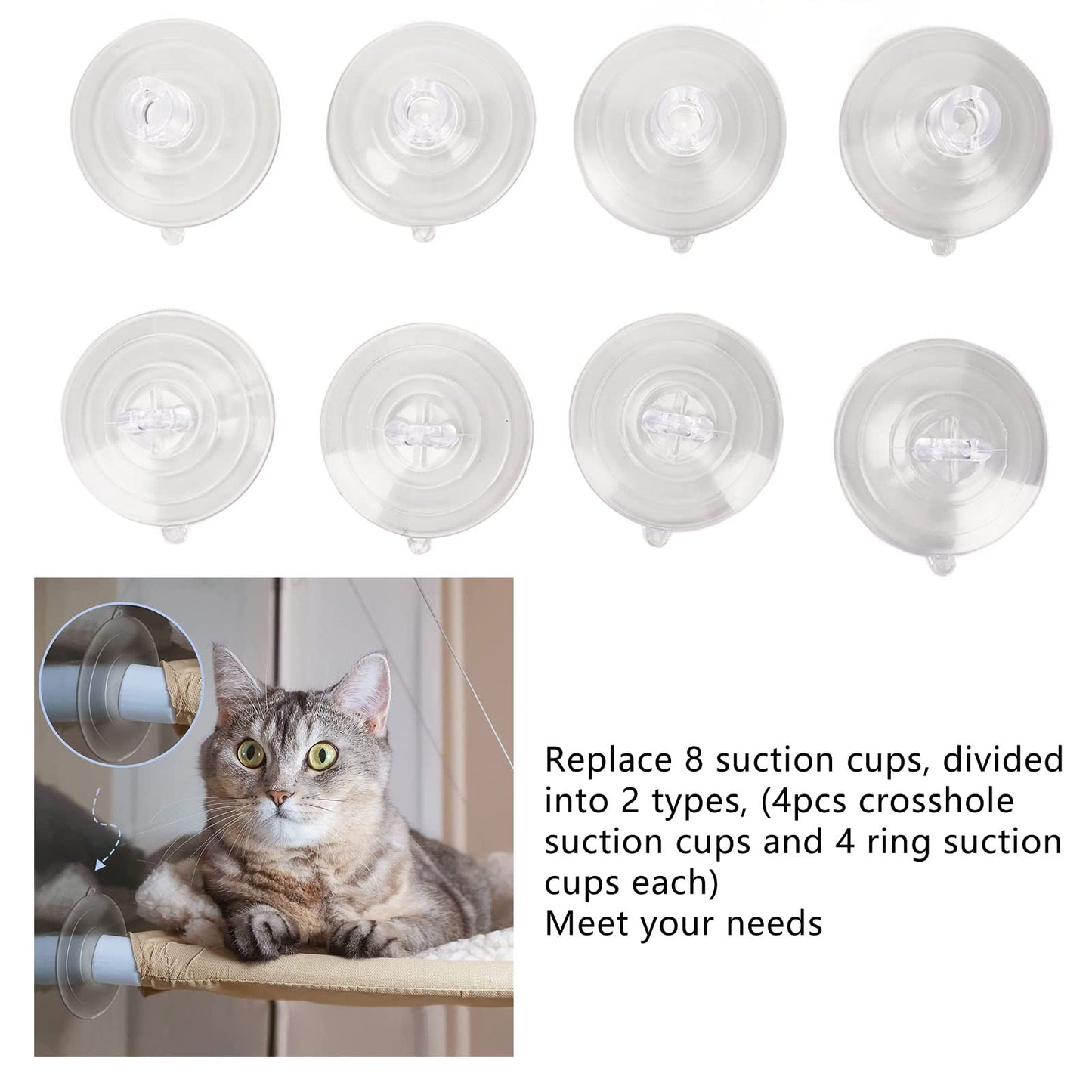 TYTOGE - Ventosas de repuesto para cama de gato, ventosa para ventana de gato, hamaca