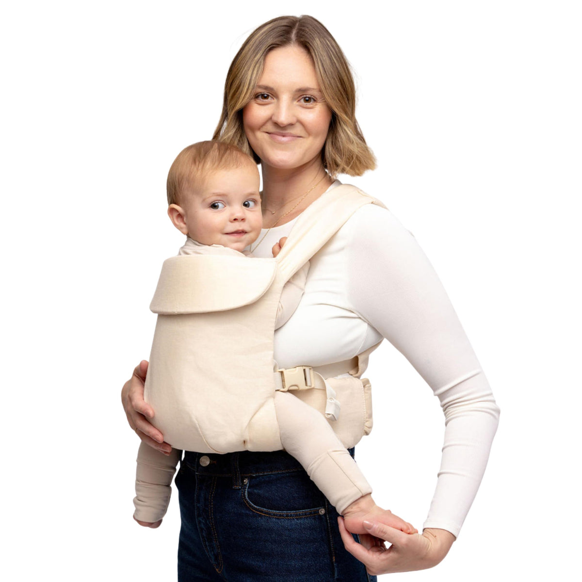 WildBird - Transportador aéreo - 7 a 45 libras - para mamás, papás y cuidadores - 100% fibras naturales de lino europeo - Versátil y ajustable - Tamaño grande - Tela gorrión