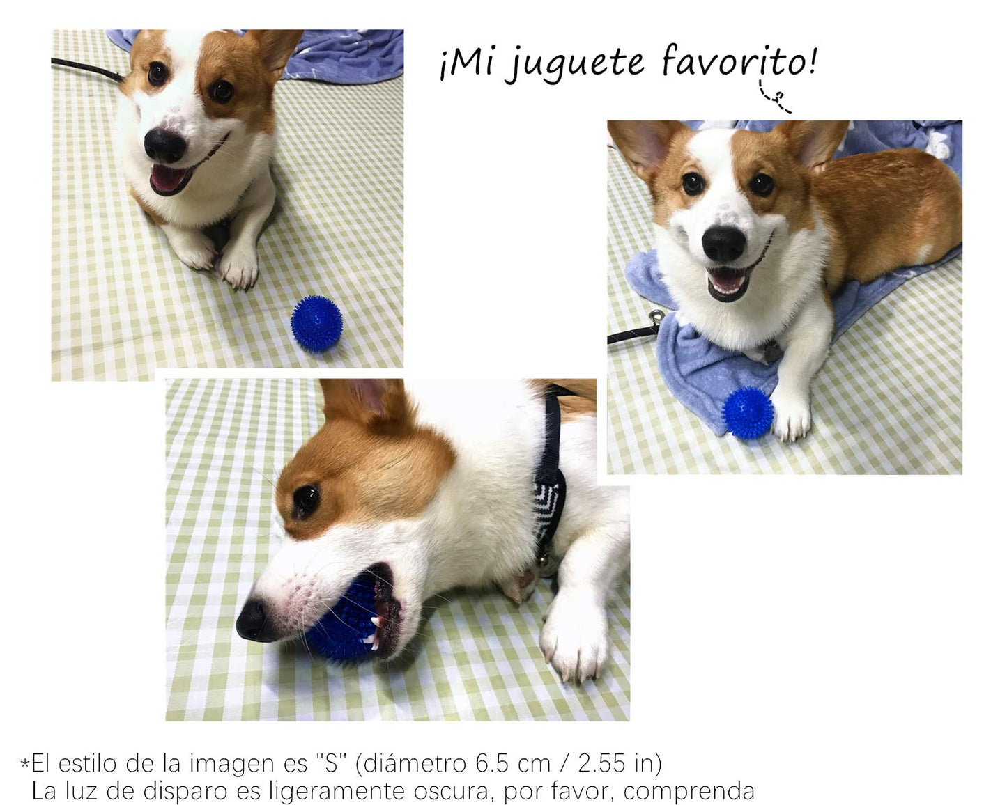 Pelota de Juguete para Perros Pequeños y Medianos Resistente a Mordeduras de Pelota Puntiaguda Azul