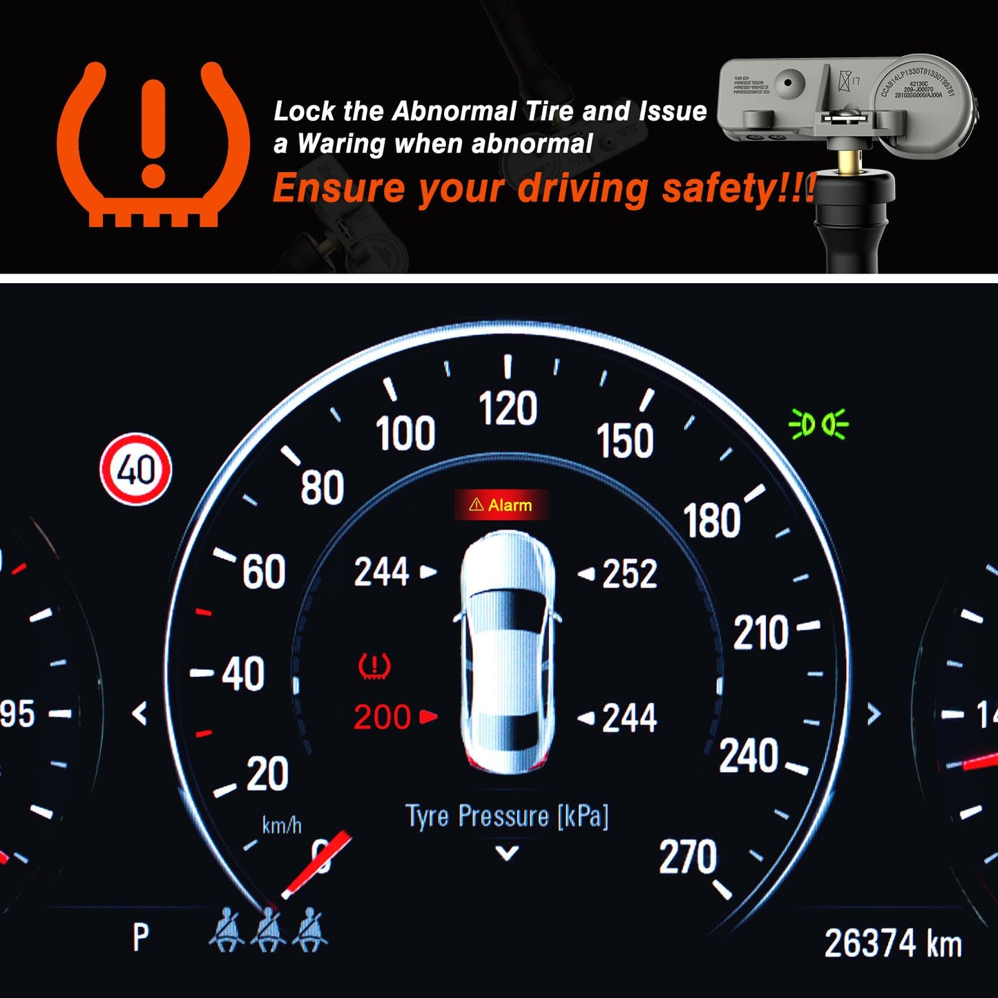 ISINFLASH Sensor TPMS, sensores de sistema de monitor de presión de neumáticos de 315MHZ, compatibles con Chevy GMC Buick Cadillac Pontiac Reemplazar OE 13581558, 13598771,13598772, 13586335,
