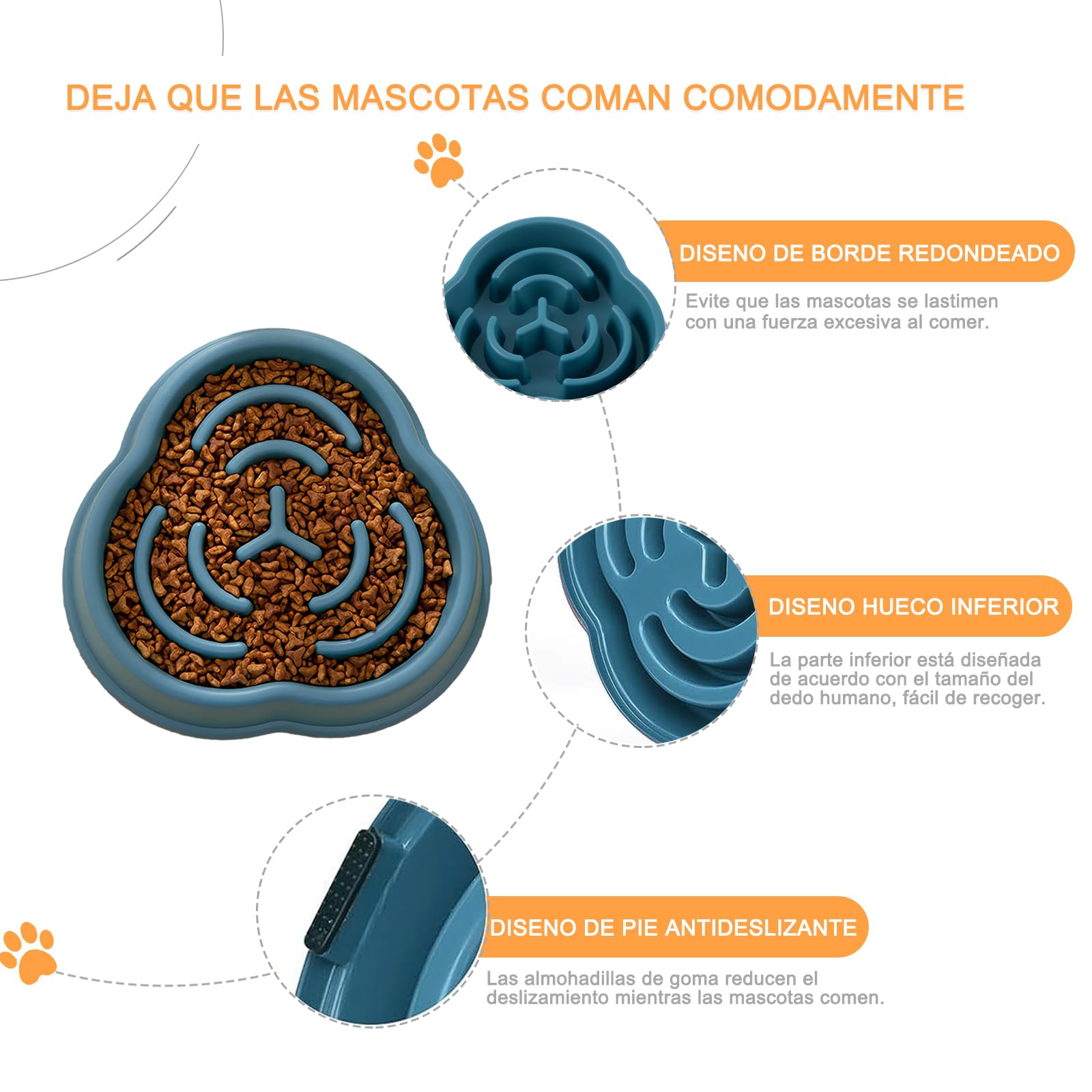 LURI 2pk Plato para Perro alimentación Lenta, Plato para Perro con Alfombrilla Antideslizante, tazones para Perro Que Ayuda a Las Mascotas a digerir. Adecuado para Mascotas pequeñas y Medianas