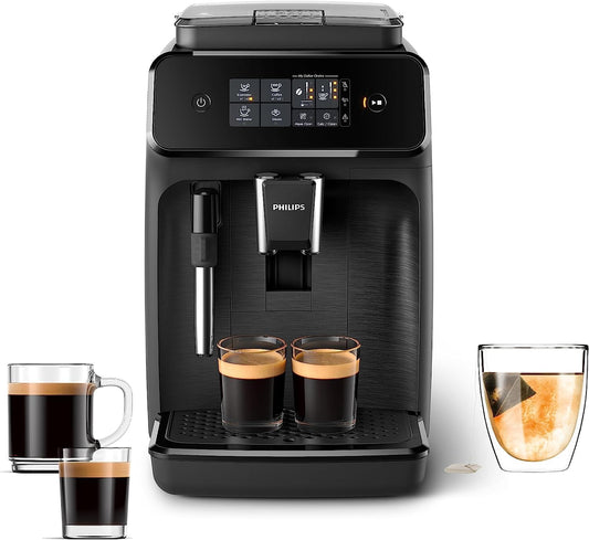 Máquina de Espresso Philips Super Automática Negro con Molino Integrado Serie 1200 y Espumador de Leche