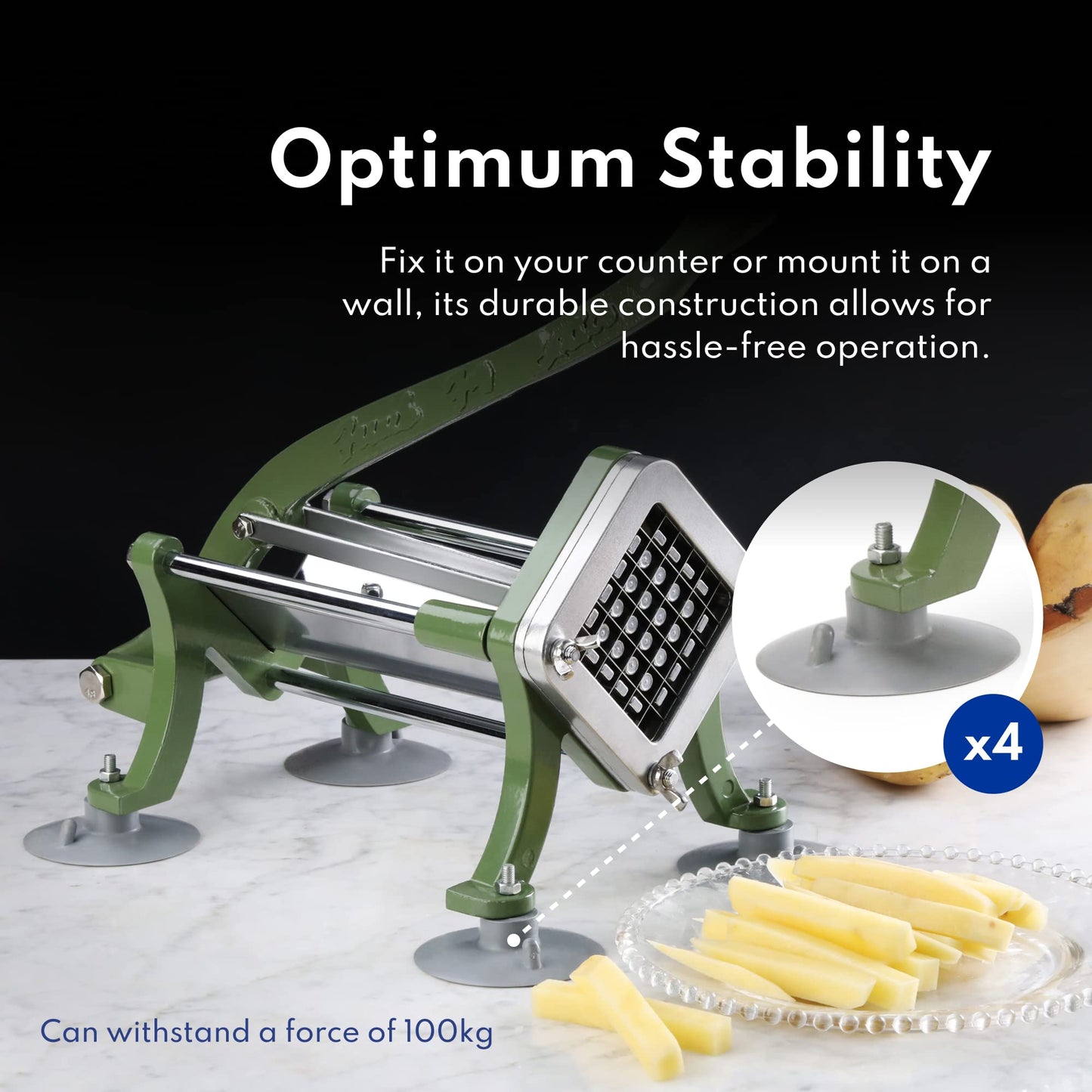 Cortador de Papas Fritas New Star Foodservice Ventosa 0.9 cm Comercial