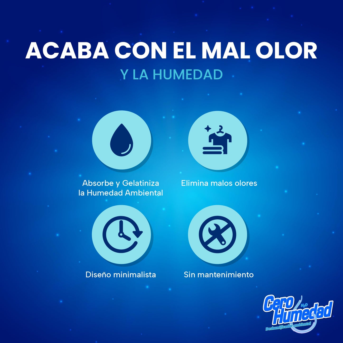 Cero Humedad | Contenedor VIP con 2 Cartuchos de 400 grs c/u | Absorben y Gelatinizan la Humedad Ambiental | Incluye Sistema de Sujeción