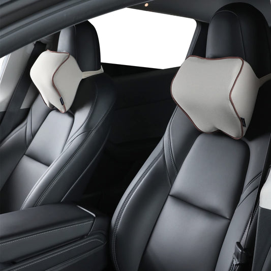 Crofy - Paquete de 2 almohadas para el cuello del coche, suave para el reposacabezas del coche, con correa ajustable, 100% espuma viscoelástica y funda extraíble transpirable, diseño ergonómico cómodo