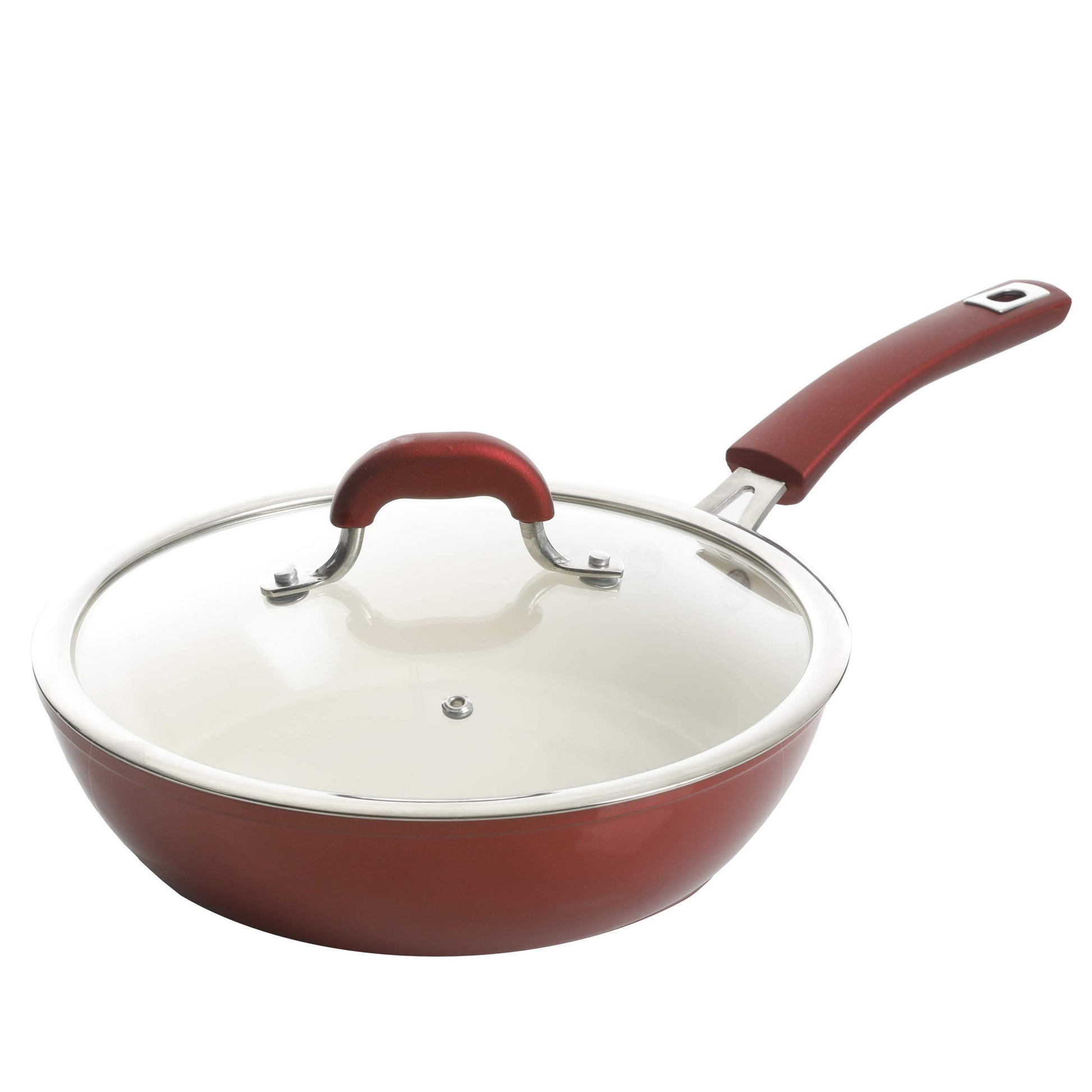 Kenmore Arlington Healthy antiadherente cerámica recubierta de aluminio forjado utensilios de cocina, 12 piezas, color rojo metálico