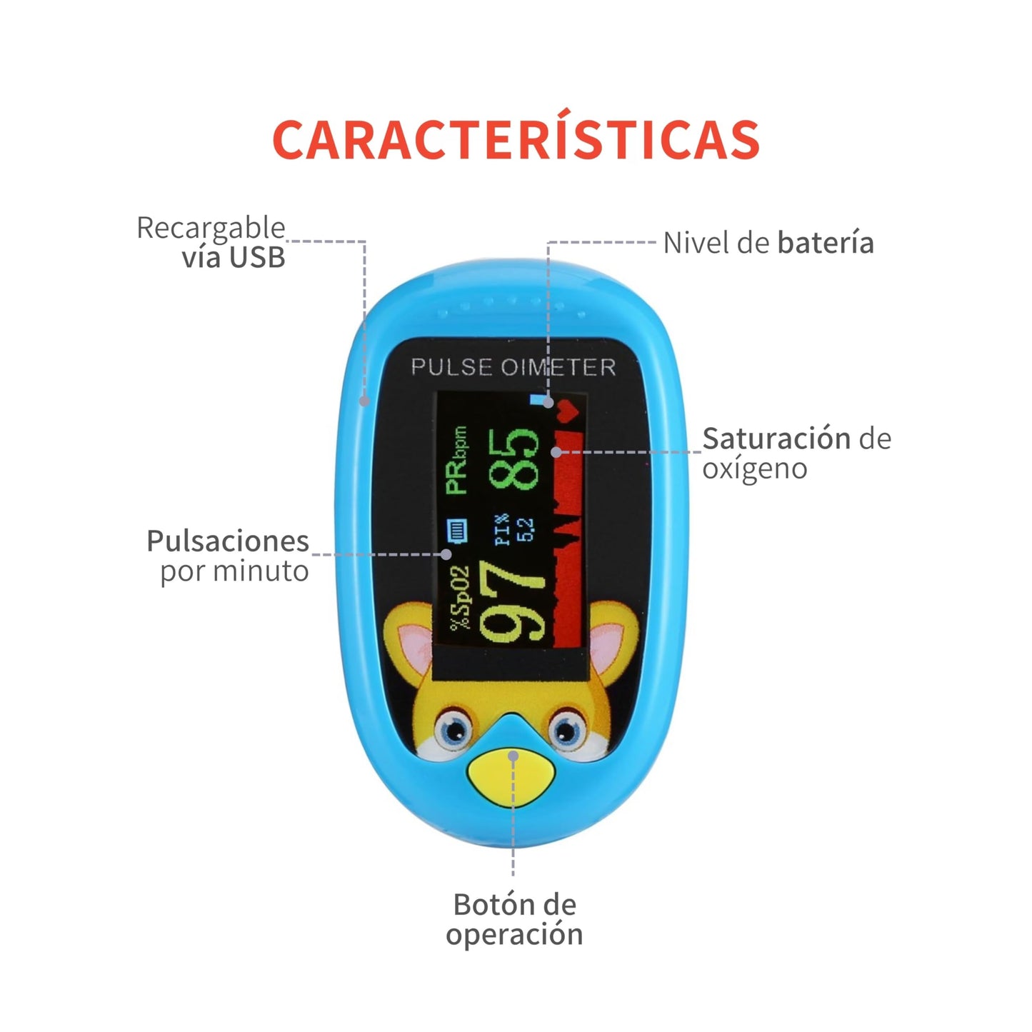 LIVENIA Oxímetro Monitor Digital Pediátrico, Monitor para Niños, Recargable