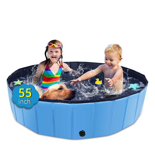 CACSPS - Piscina plegable para perros, piscina infantil de 55 x 12 pulgadas con plástico duro, tina antideslizante para patio trasero al aire última intervensión, piscina plegable para perros,
