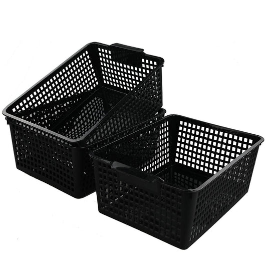 Beagle Organizador de cestas grandes de plástico para almacenamiento, negro, juego de 3