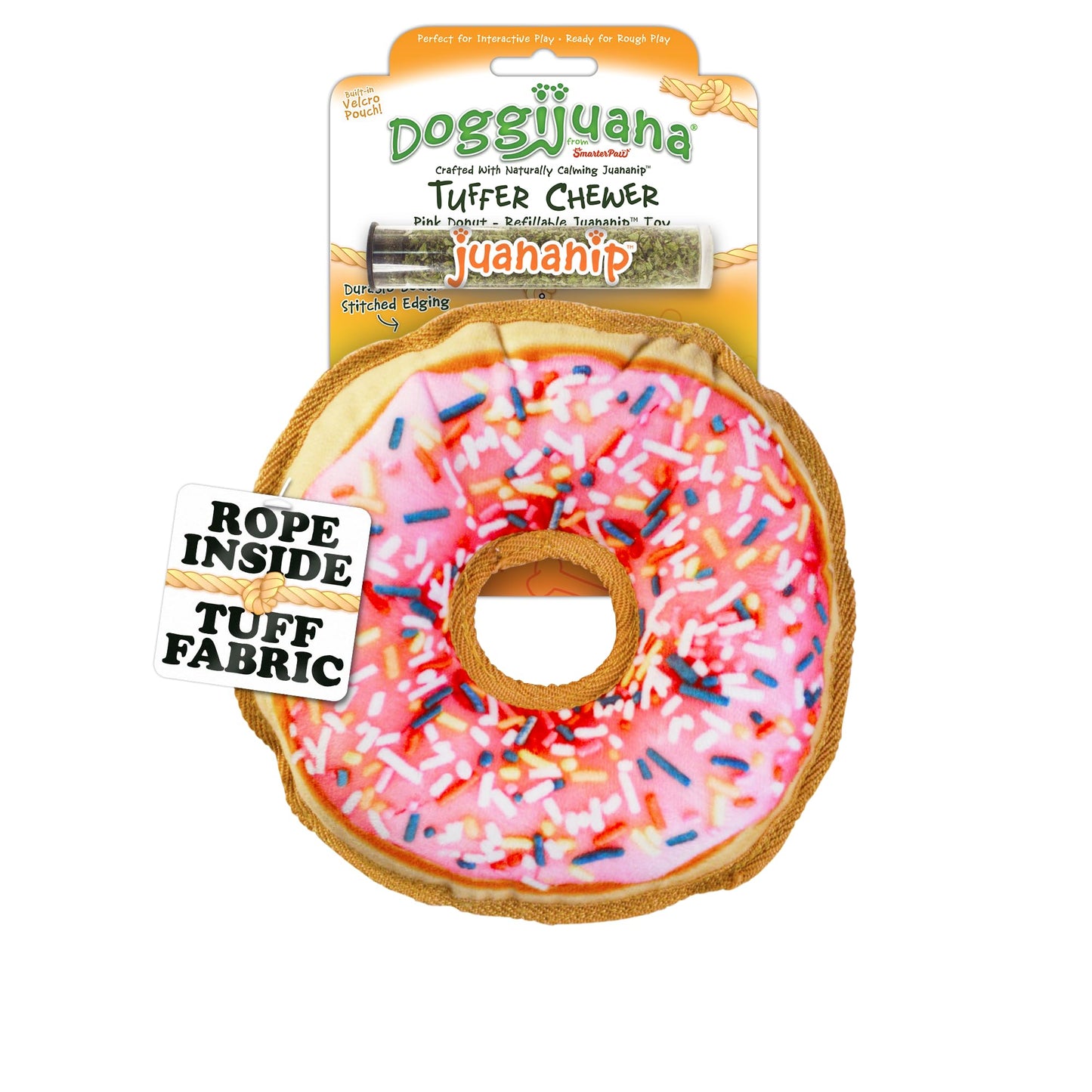 Juguete Interactivo para Perros Doggijuana Rosquilla Recargable con Zacate Gatera Orgánica Calmante Natural